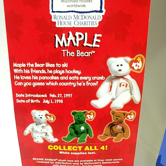 NIB Rare 1999 TY McDonalds Teanie Beanies International Beanie Babies Set 3 of 4 - Picture 6 of 8